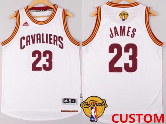 Mens Cleveland Cavaliers Custom 2017 The NBA Finals Patch White Jersey